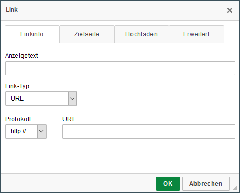 Screenshot: link form